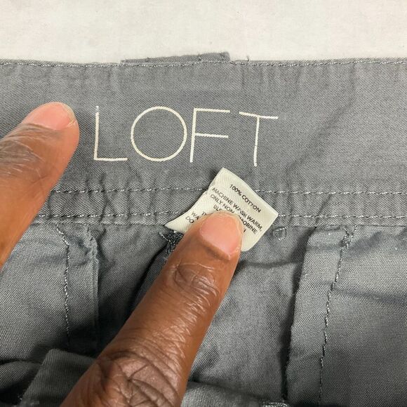 LOFT Womens Cotton Pencil Mini Skirt Gray Casual Zip Up Tie Waist Pockets Size 4 - Picture 5 of 10